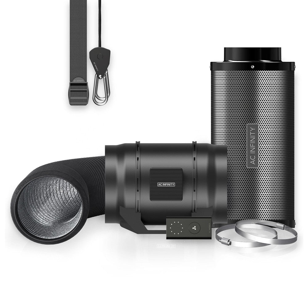 Inline Fan KIT: LITE Fan w/Filter, Ducting & Rope Hanger Combo - Black Label Supply llc