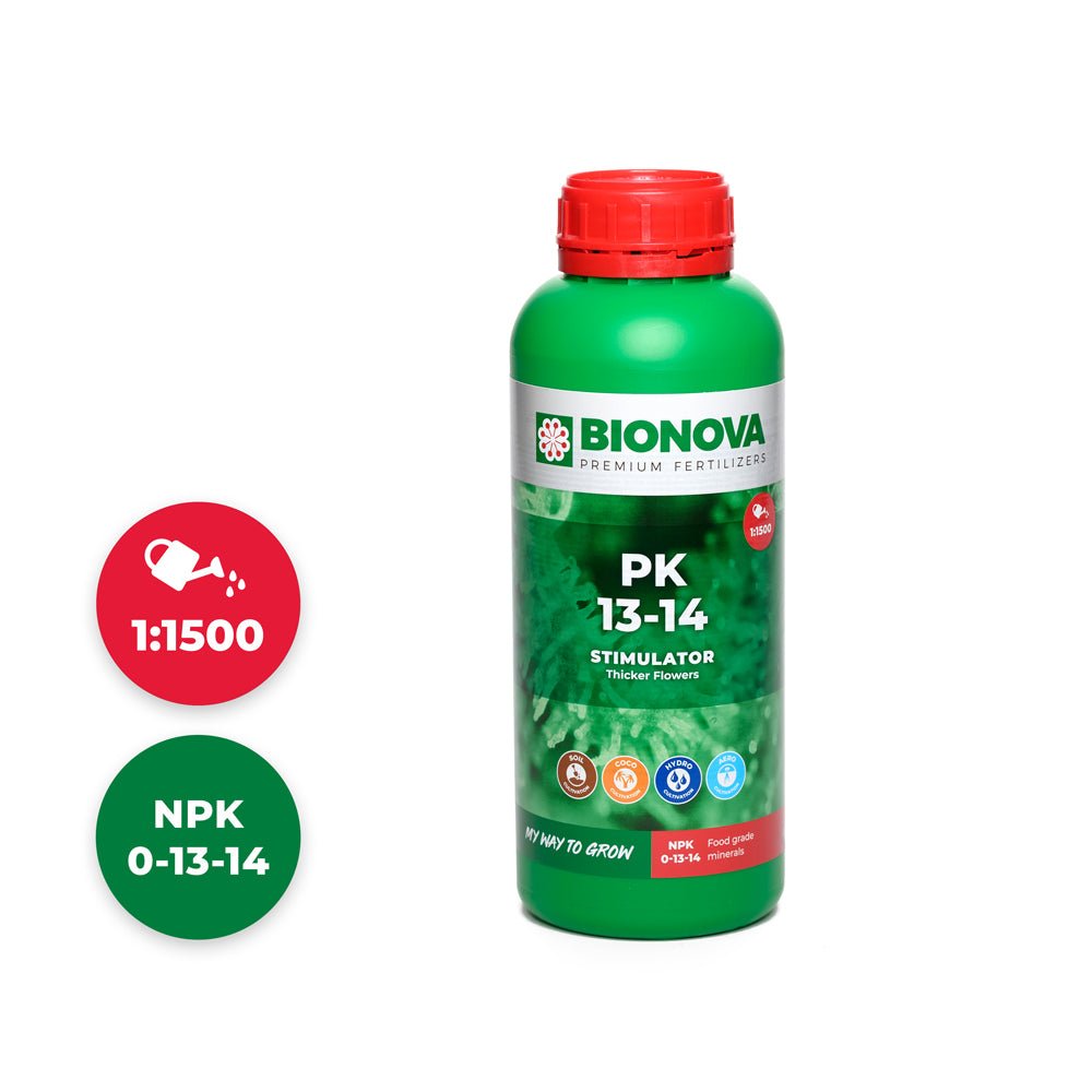 Bionova PK 13-14 bloom stimulator - 1 L bottle, front view