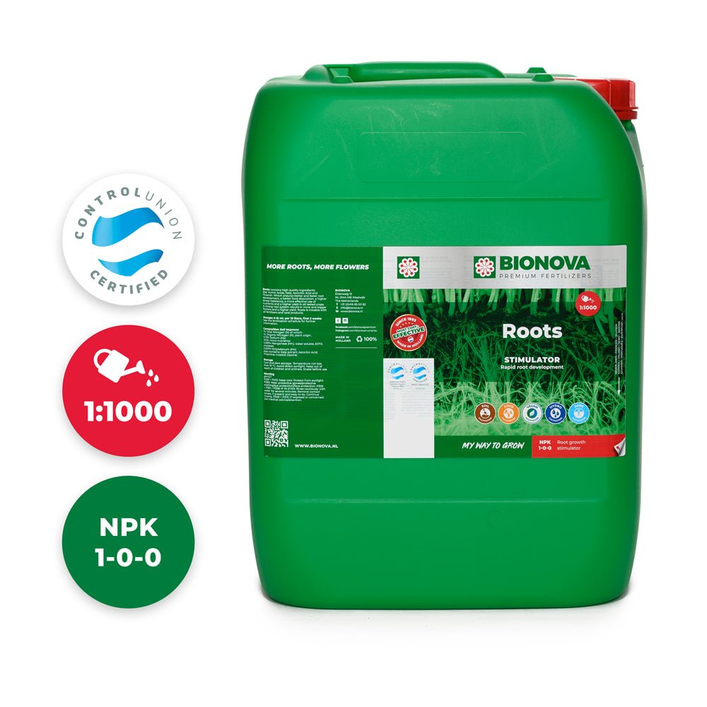 Bionova Roots root growth stimulator - 20 L jerrycan, front view