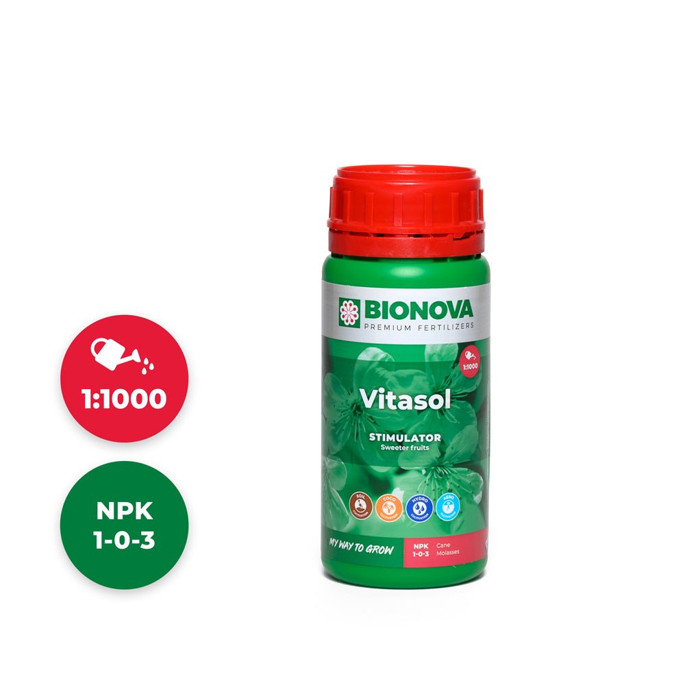 Bionova Vitasol cane molasses stimulator - 250 mL bottle, front view
