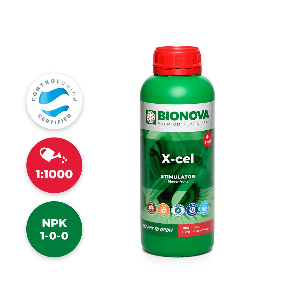Bionova X-ceL growth and bloom stimulator - 1 L bottle, front view