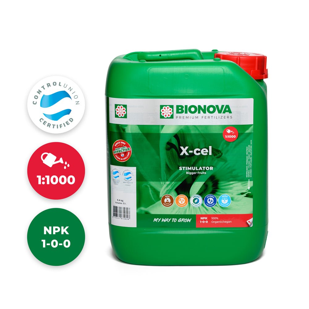 Bionova X-ceL growth and bloom stimulator - 5 L jerrycan, front view