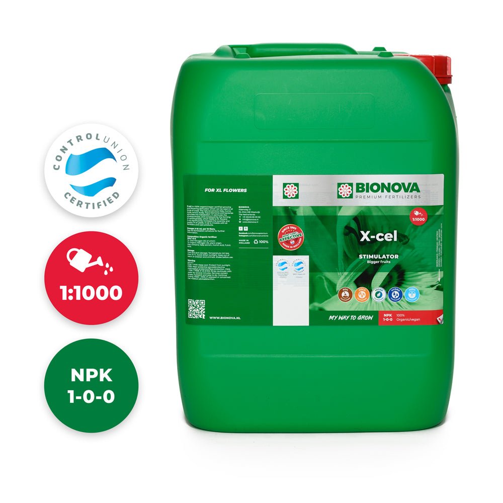 Bionova X-ceL growth and bloom stimulator - 20 L jerrycan, front view