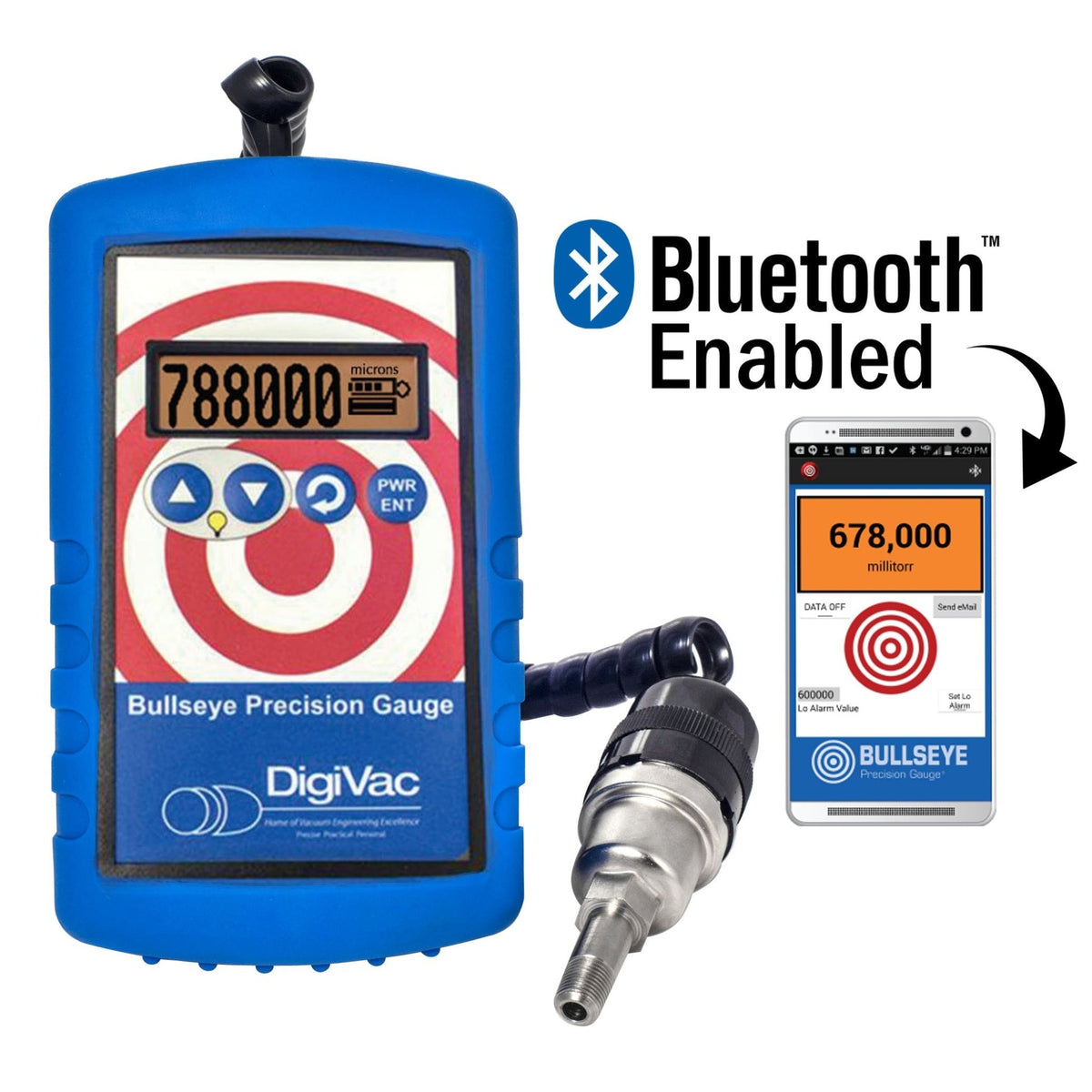 Bullseye Precision Gauge with Bluetooth | Wireless Vacuum Gauge NPT, K