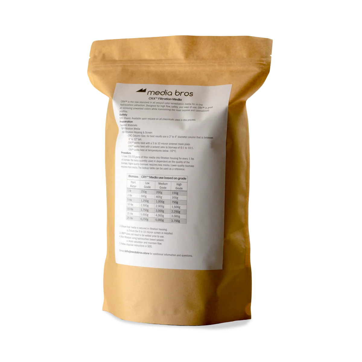 Media Bros - CRY Medium Flow (CRY-M) Filter Media (BHO Extraction)