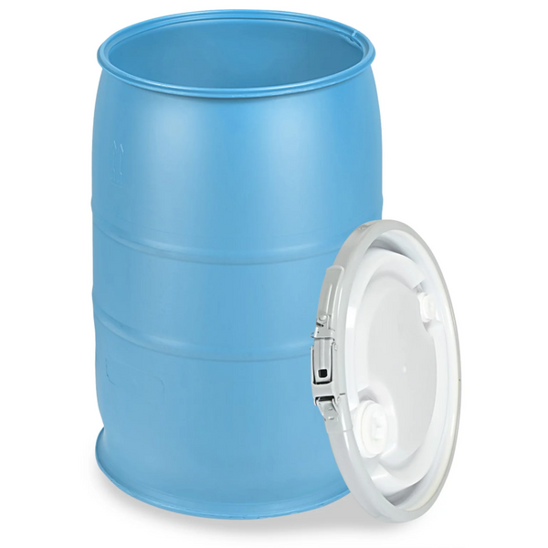 Plastic Drum with Lid - Open Top - Blue