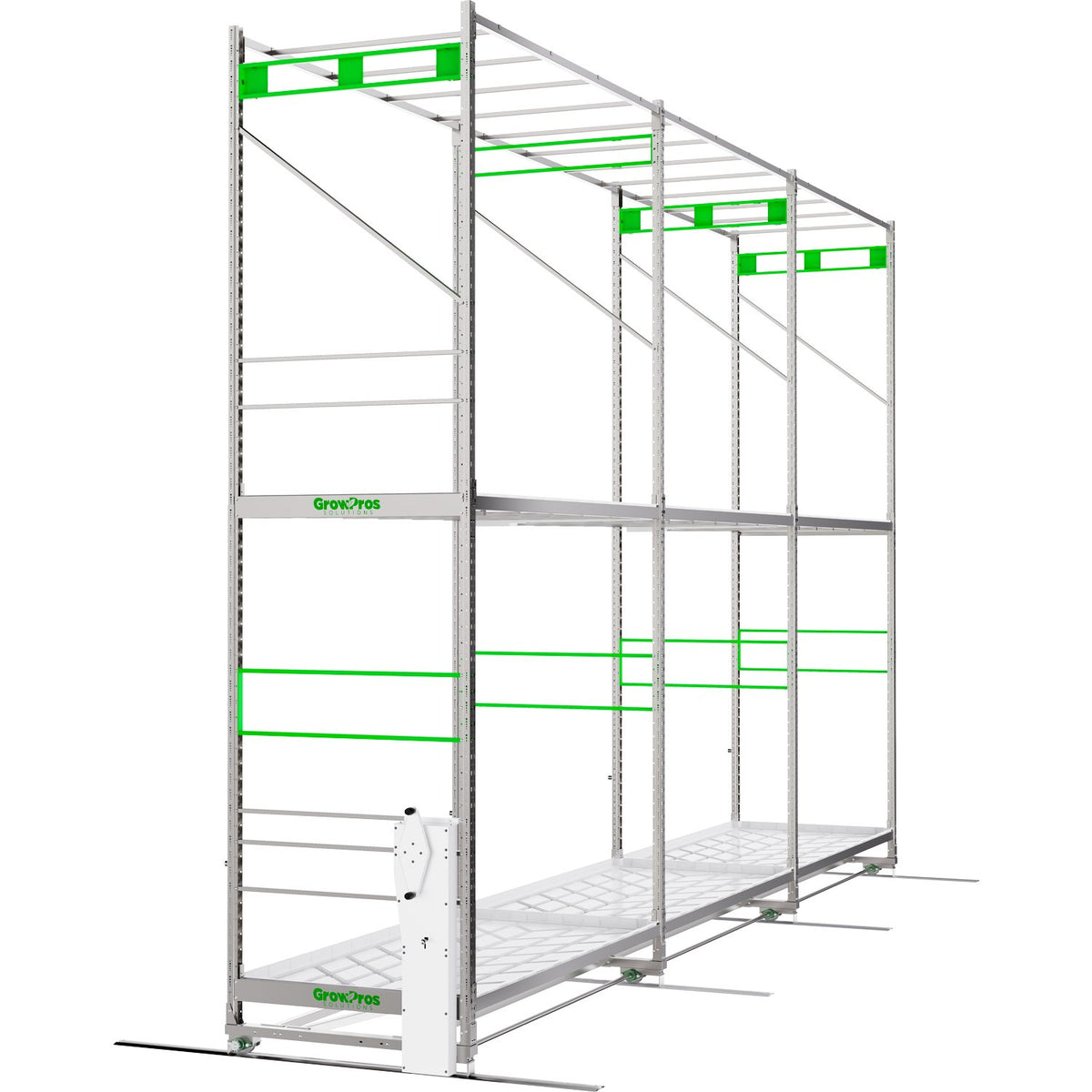 GrowPros Solutions The Ark double tier rolling rack - alternate angle
