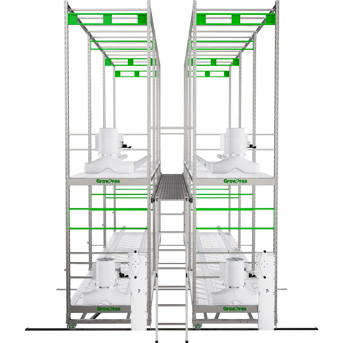 GrowPros Solutions The Ark double tier rolling rack - end section view