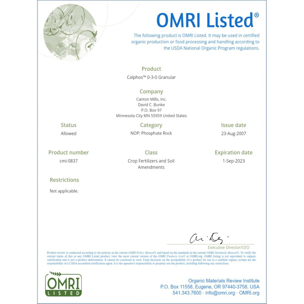 50# Calphos Soft Rock Phosphate (Organic) – Granular