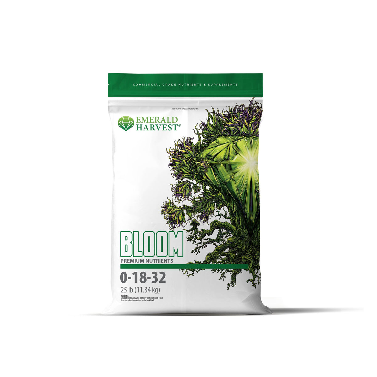 Emerald Harvest Bloom Dry Formulation 0-18-32 - 25 lb bag front