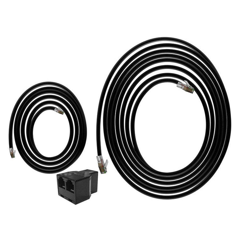 Rj12 Extension Cable Set: 1x 16' RJ12 Cable; 1x 4' RJ12 Cable; 1x RJ12 T - Splitter - Black Label Supply llc