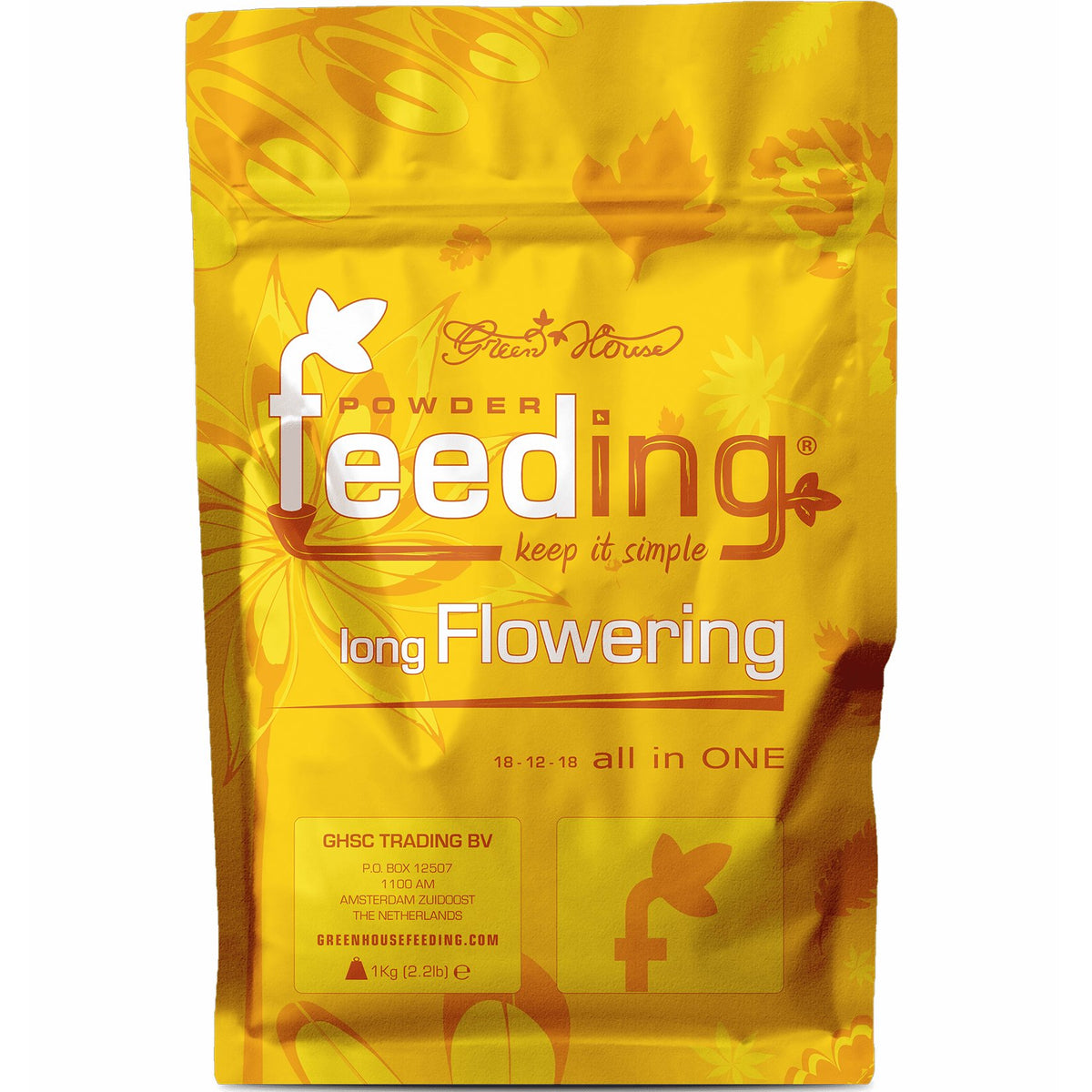 Green House Feeding Mineral Line Long Flowering 18-12-18 mineral powder - 1 kg bag front