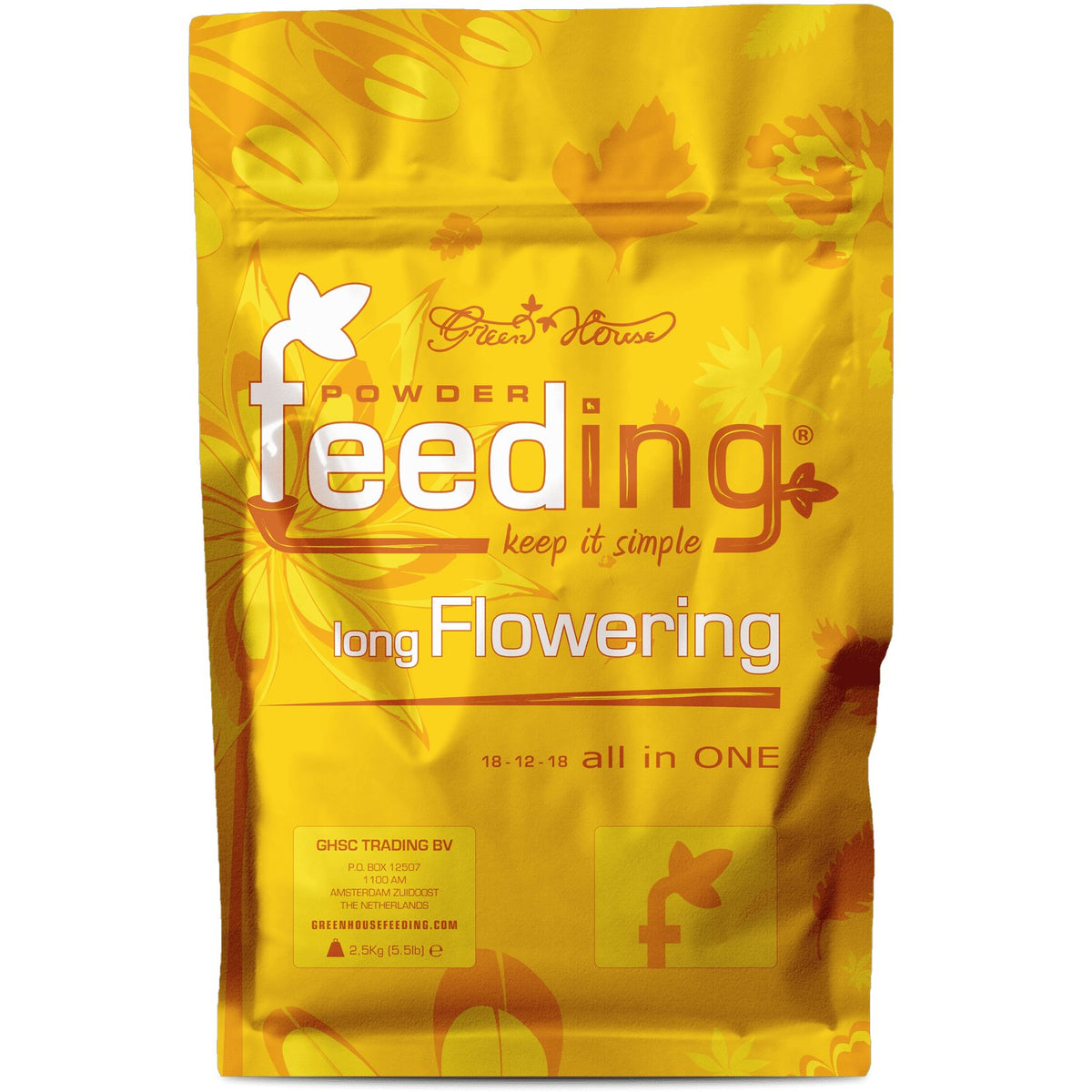 Green House Feeding Mineral Line Long Flowering 18-12-18 mineral powder - 2.5 kg bag front