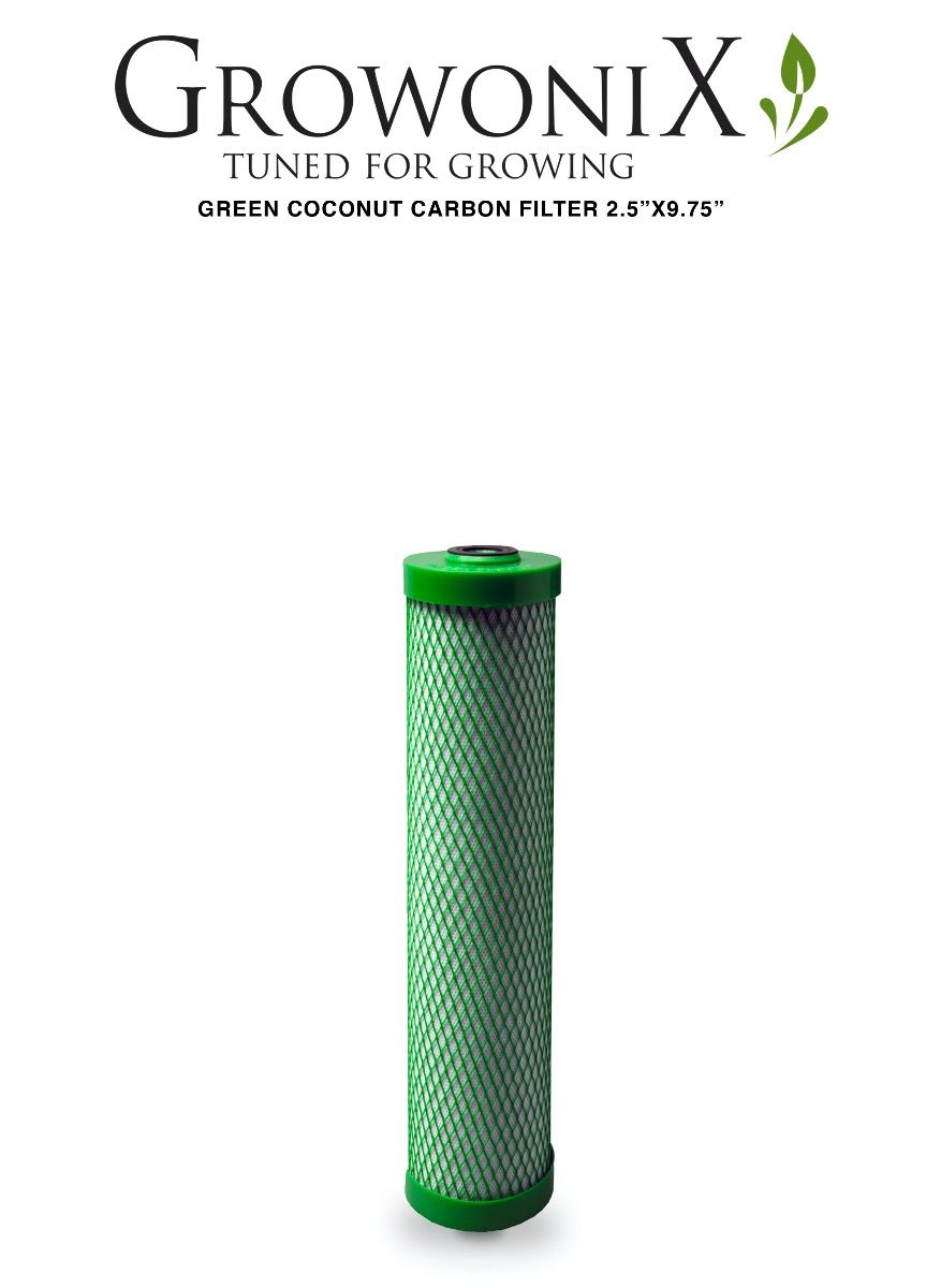 GrowoniX CF-2510-GB Green Coconut Replacement Carbon Filter 2.5 in x 9.75 in - Water Filter - Replacement Filters