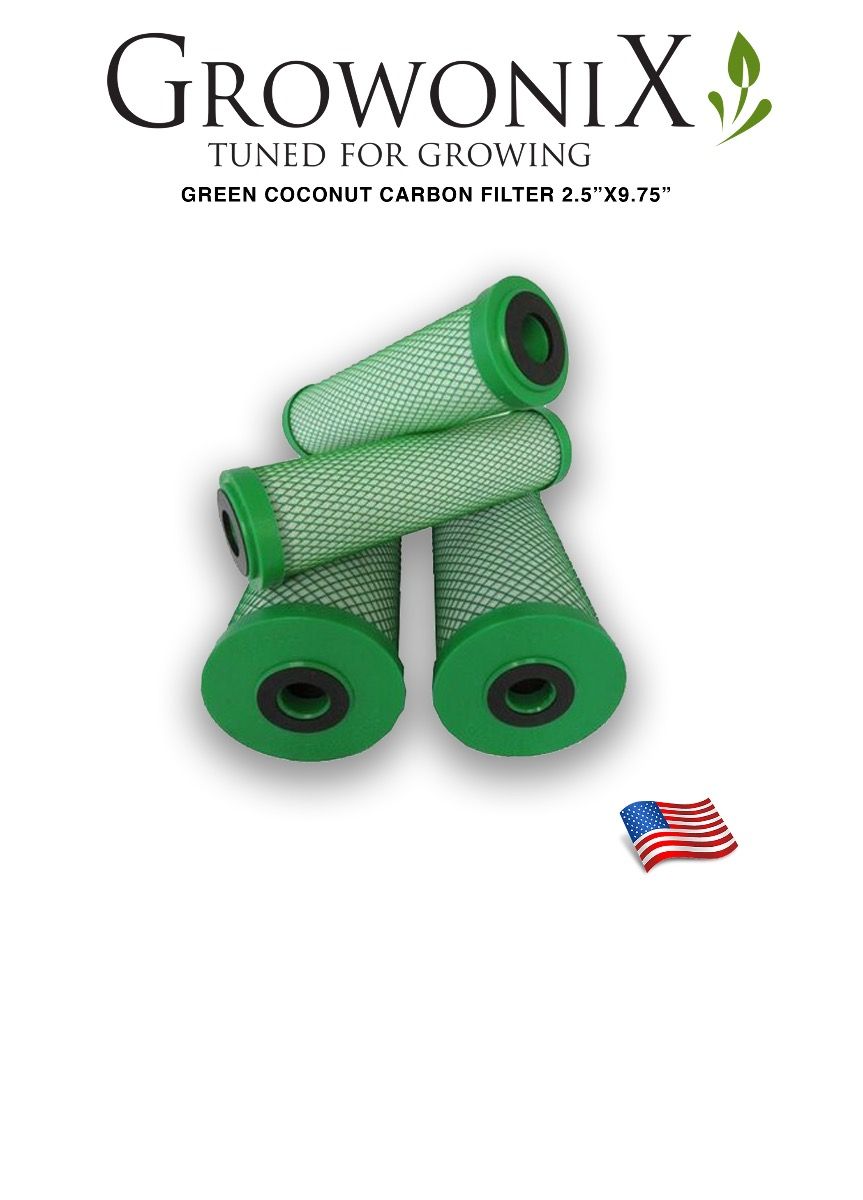 GrowoniX - CF-2510-GB Green Coconut Replacement Carbon Filter 2.5 in x 9.75 in