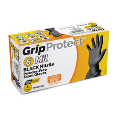 GripProtect - 6 Mil Black Nitrile Exam Gloves, Powder-Free