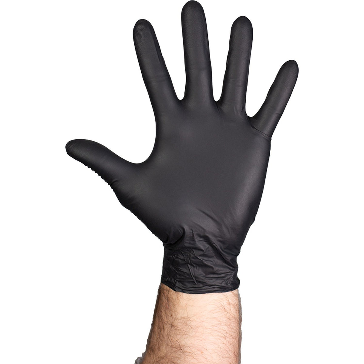 GripProtect 6 mil black nitrile exam glove on hand