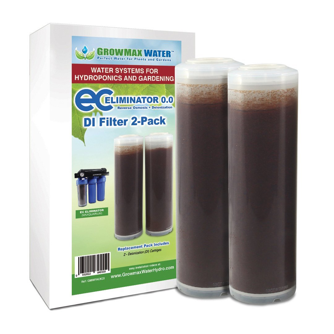 GrowMax Water EC Eliminator DI replacement filter pack - two DI cartridges with box