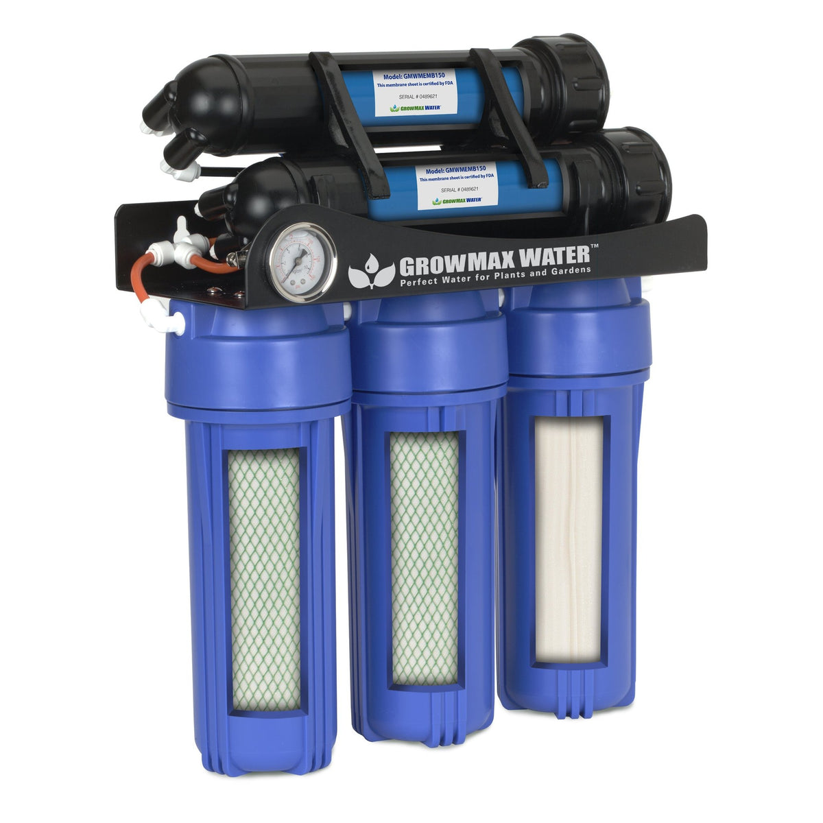 GrowMax Water Mega Grow 1000 RO system 300 GPD - front view with dual membranes