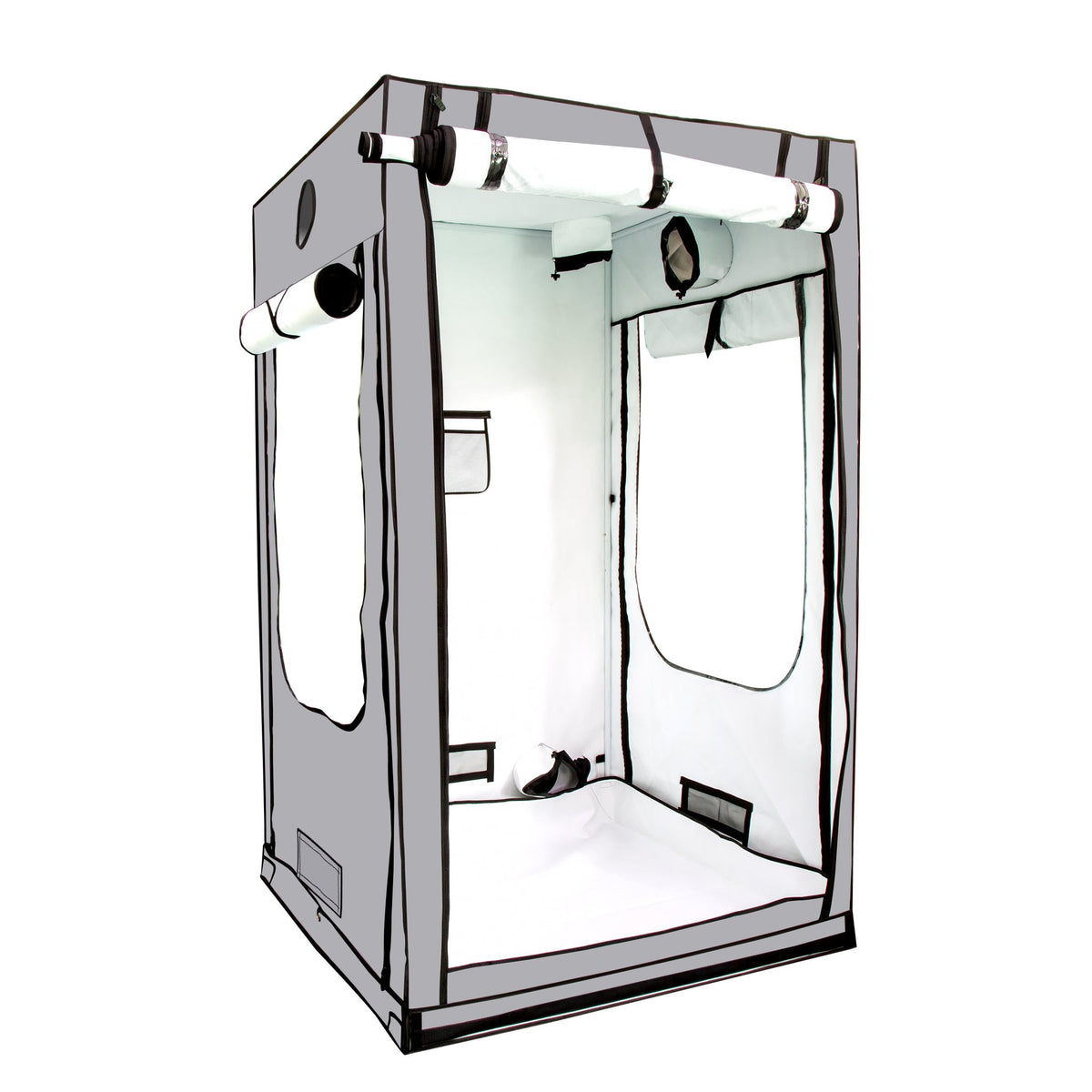High Dro Gro HDG44 grow tent, 4 x 4 x 6.5 ft - front and side roll-up doors open