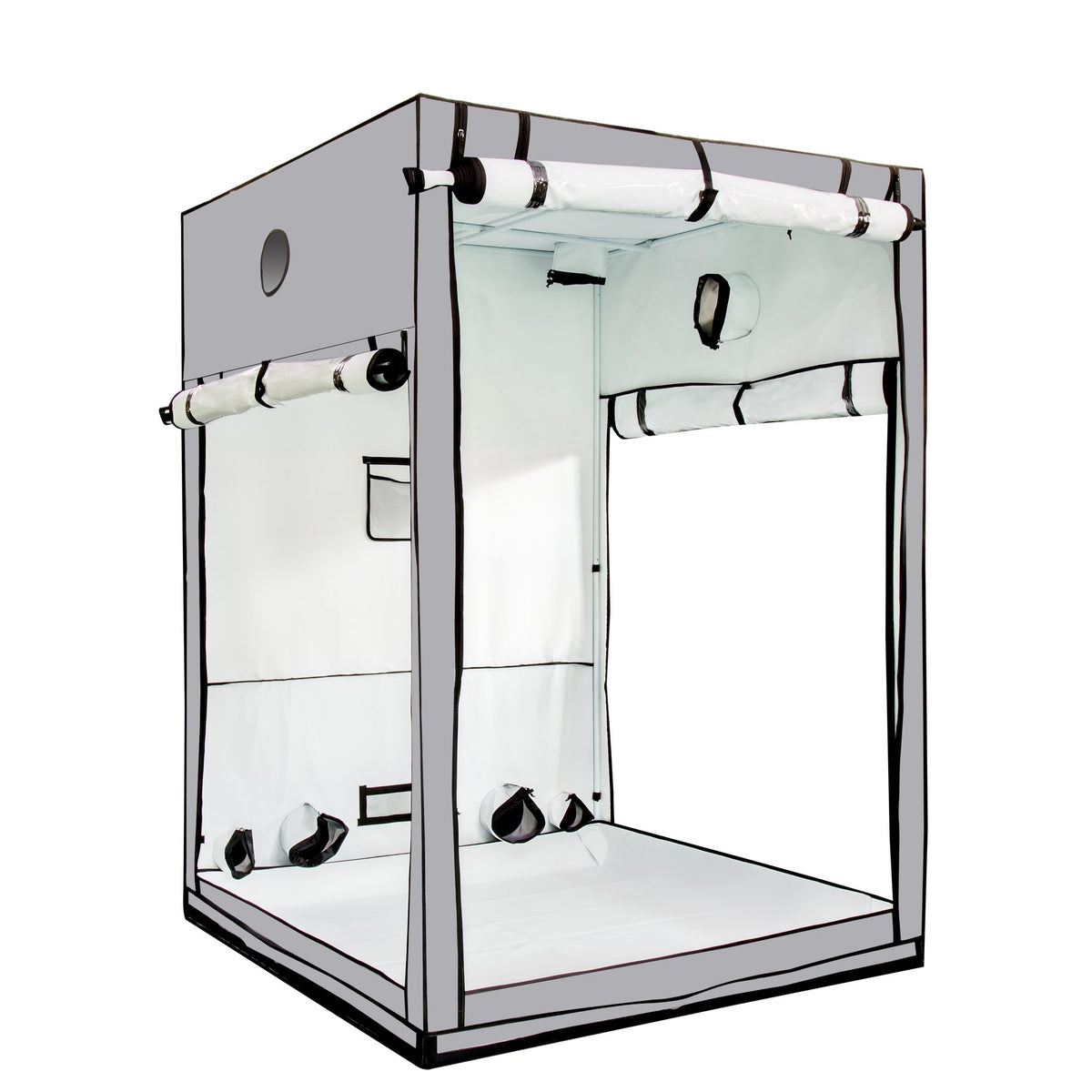 High Dro Gro HDG55 grow tent, 5 x 5 ft - front and side roll-up doors open