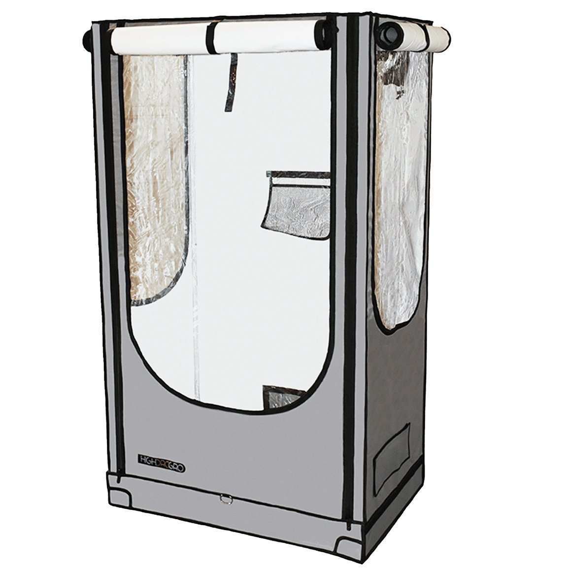 High Dro Gro HDG Sbox grow tent, 3 x 2 x 5.5 ft - front door and side windows open