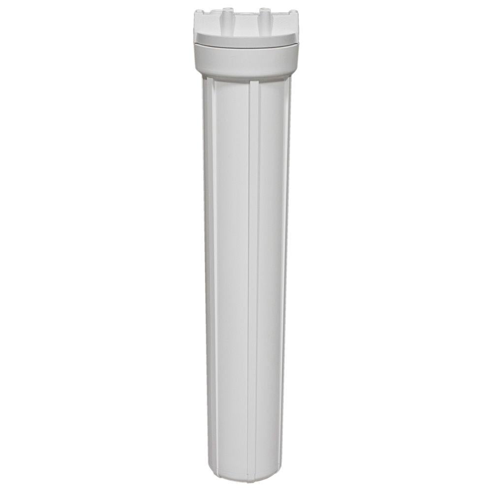 Pentair Filter Housing 2.5" x 20" with tall white cylindrical body, single O-ring, and 3/4" FNPT connections for high-flow