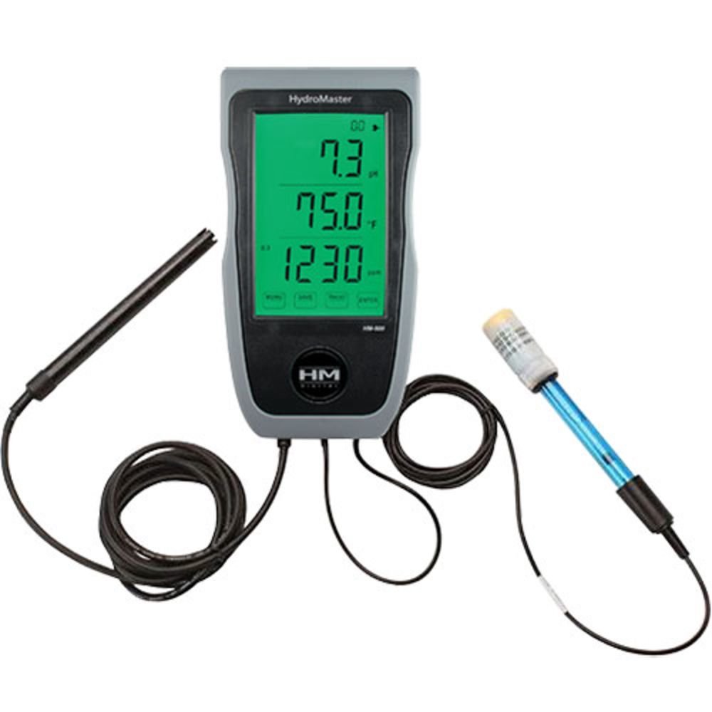 HM Digital HydroMaster HM-500 pH/EC/TDS/Temp monitor - with pH and EC/TDS probes attached