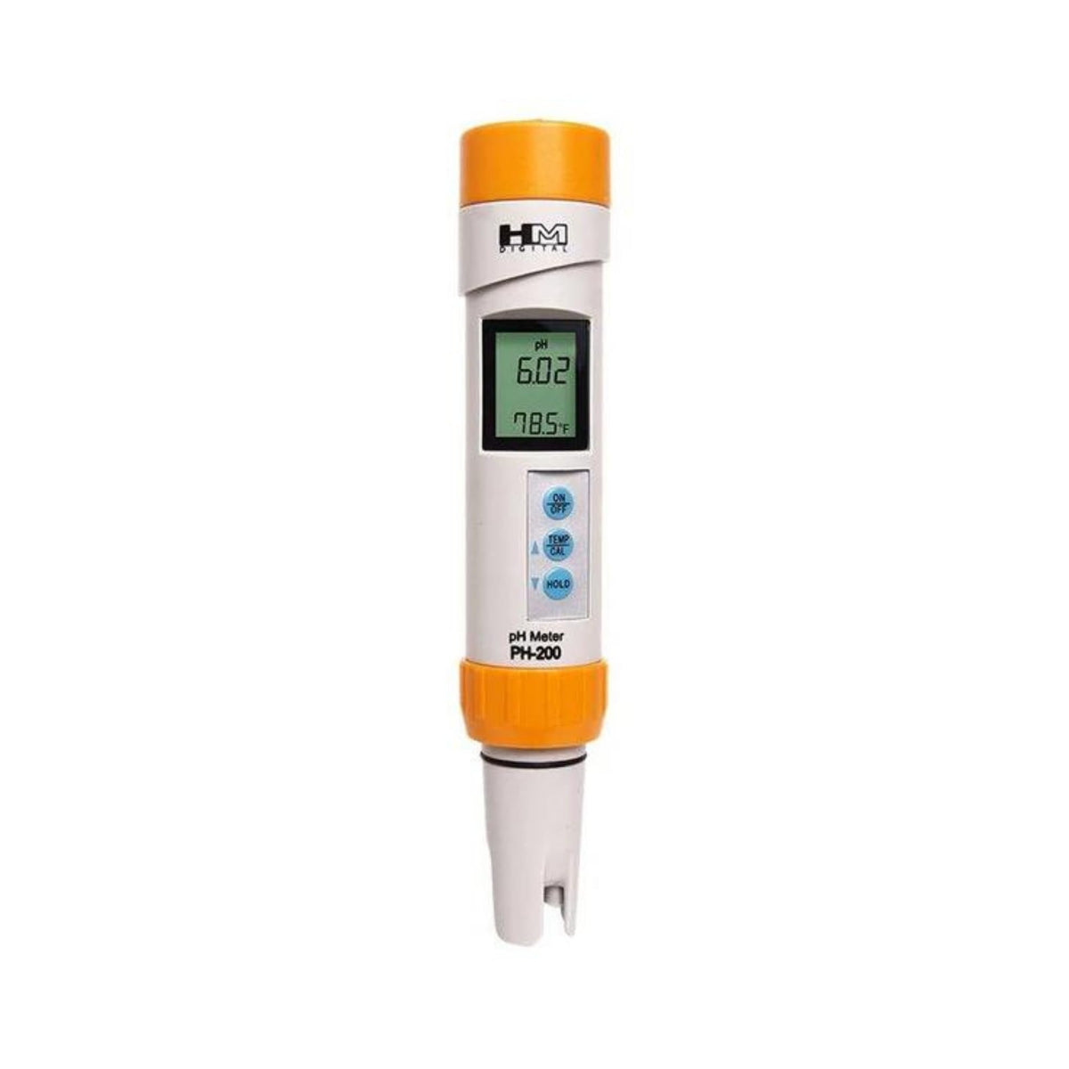 HM Digital PH-200 pH/Temp pen meter - front view on white