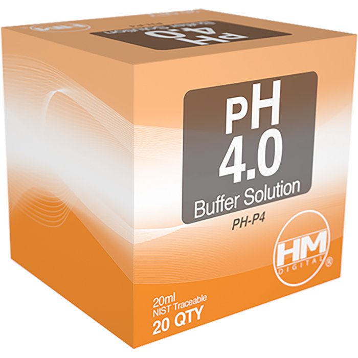 HM Digital PH-P4 pH 4.0 buffer solution, 20 x 20 mL packets - box
