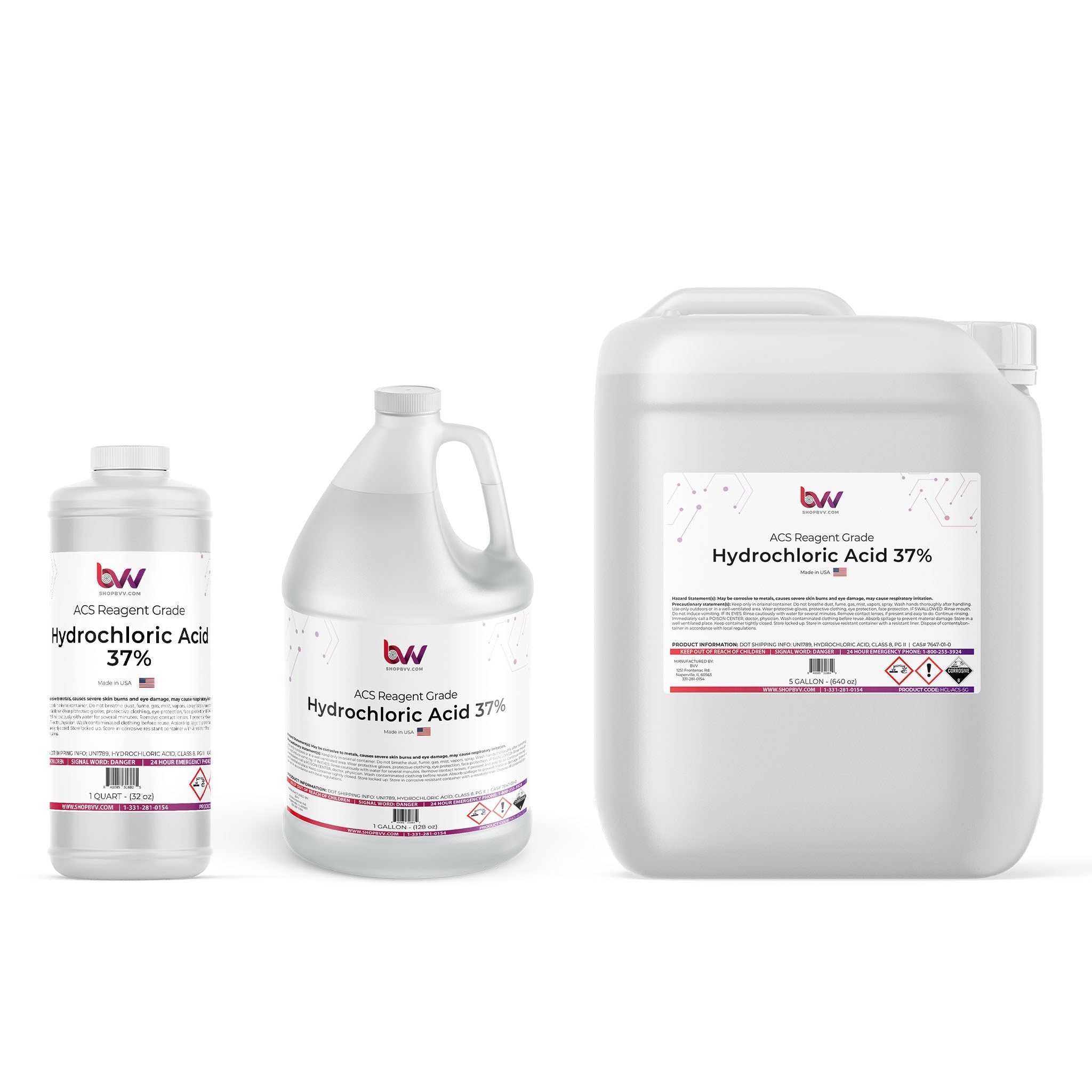 Hydrochloric Acid 37% ACS Reagent Grade (HCL) - Black Label Supply llc