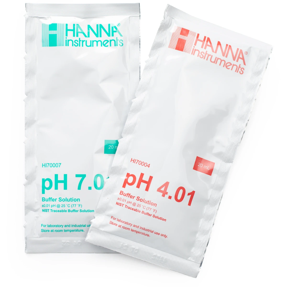 Hanna Instruments - pH 4.01 and 7.01 Calibration Buffer Sachets w/ COA (10 x 20mL/5 Each)