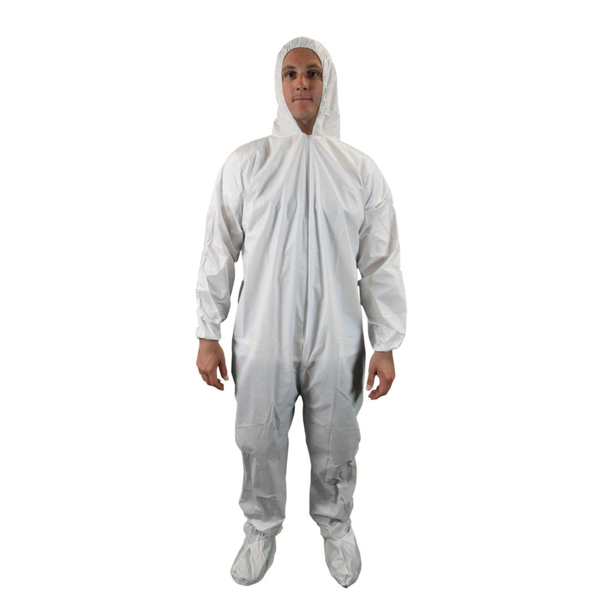 Keystone Safety Keyguard coverall with attached hood and boots, white