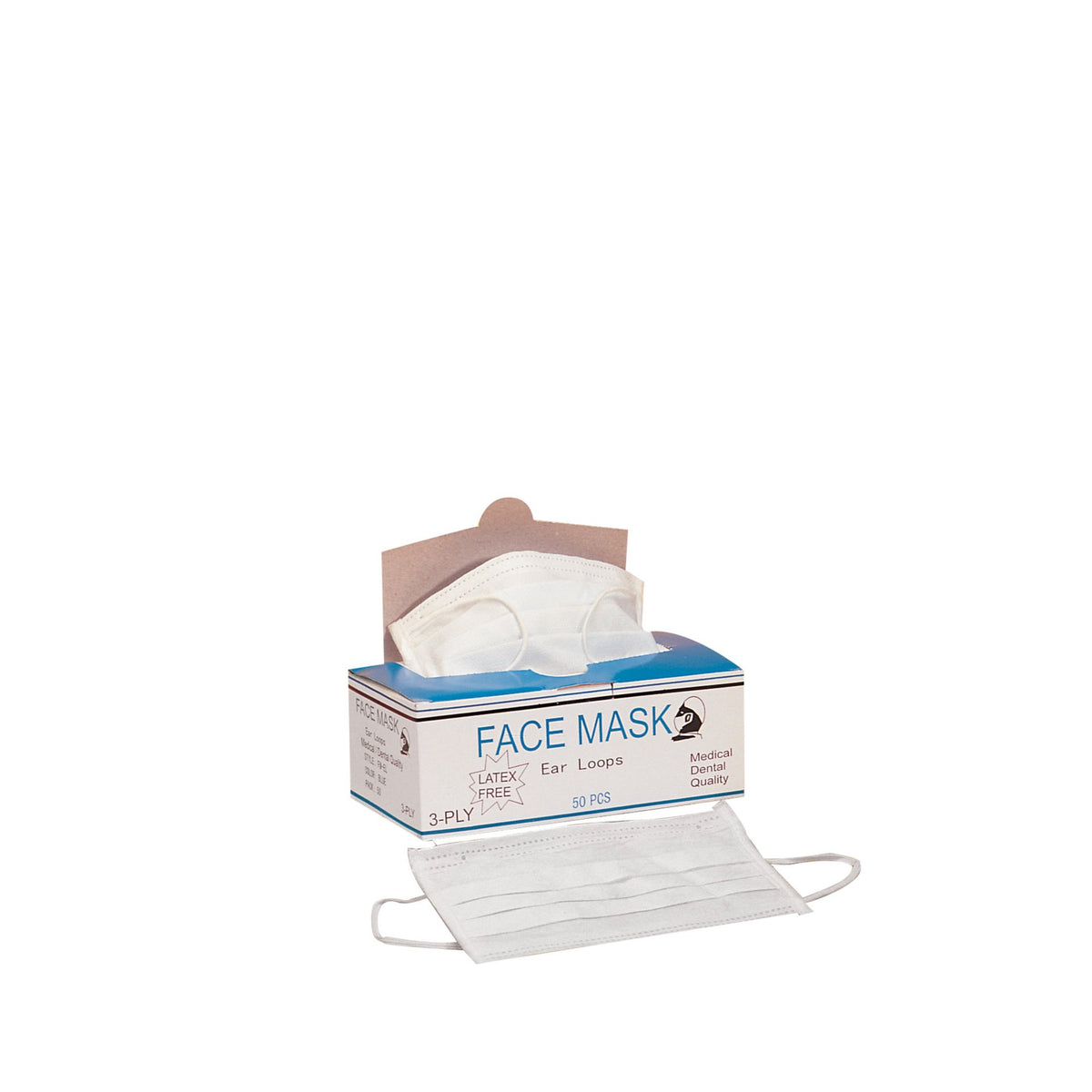 Keystone Safety 3 ply face mask with ear loops, blue