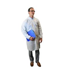 Keystone Safety - Polypropylene Lab Coat - No Pockets, Elastic Wrists, White - Case of 30