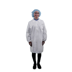 Keystone Safety - Keyguard Lab Coat - 3 Pockets, Elastic Wrists, White - Case of 30