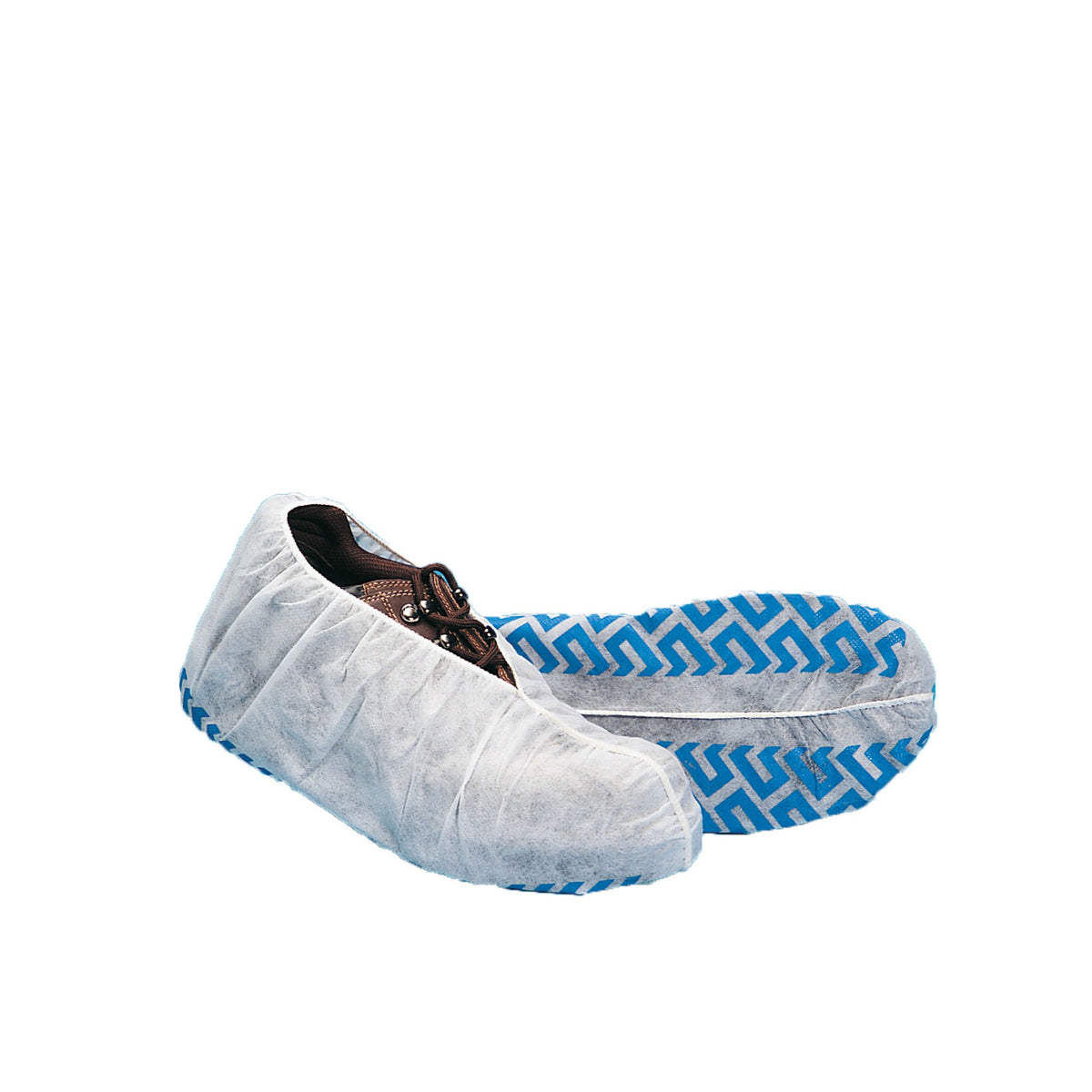 Keystone Safety non-skid polypropylene shoe cover, white with blue tread