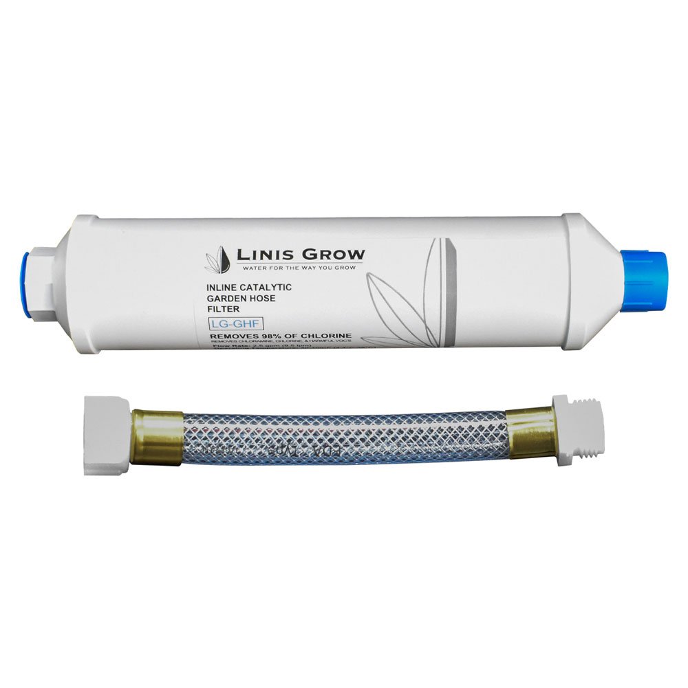 Linis Grow LG-GHF catalytic inline garden hose filter - filter cartridge and braided hose
