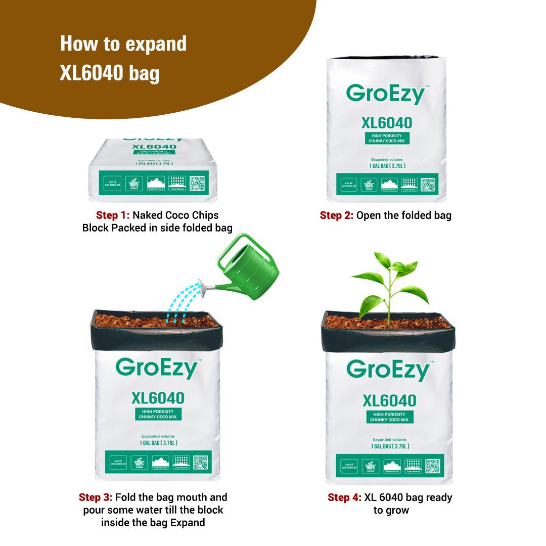 GroEzy - XL Expandable Pot with 60/40 Coco Chip Mix in UV Grow Bag, 1 Gallon - product image 2