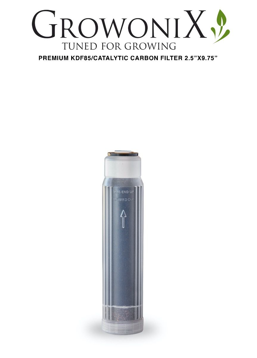 GrowoniX CF-2510-KDF Premium KDF85/Replacement Catalytic Carbon Filter 2.5 in x 9.75 in - Water Filter - Replacement Filters