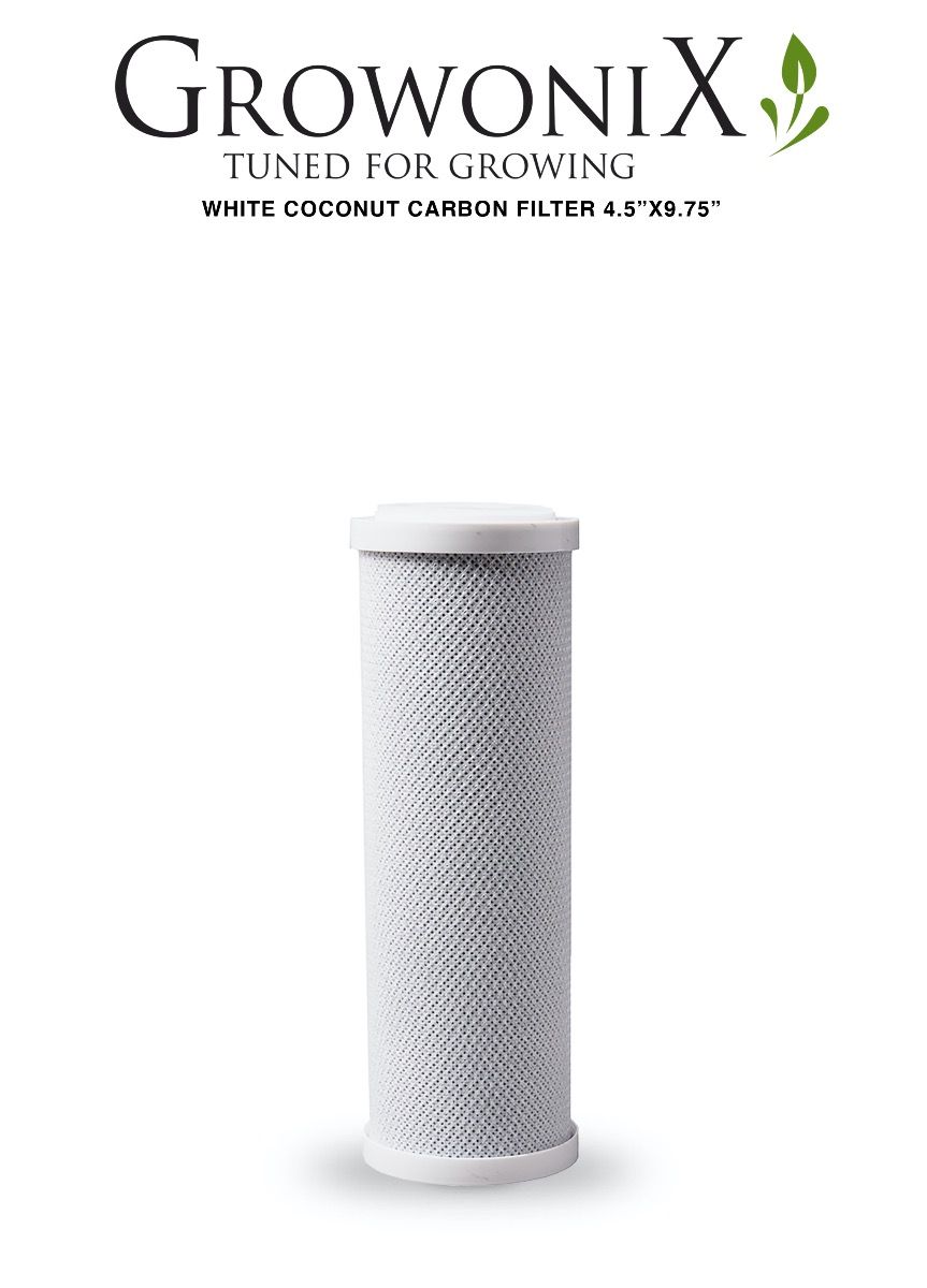 GrowoniX CF-4510-CC White Coconut Replacement Carbon Filter 4.5 in x 9.75 in - Water Filter - Replacement Filters