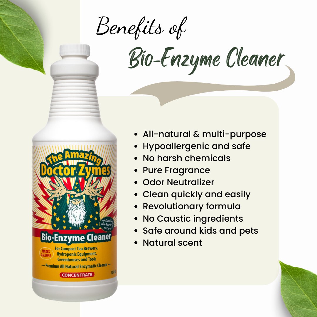 The Amazing Doctor Zymes Bio-Enzyme Cleaner 32 oz concentrate - benefits graphic